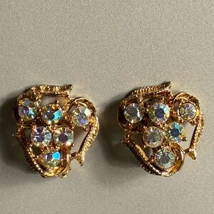 Vintage Coro-Style AB Rhinestone Statement Clip Earring(Unsigned)